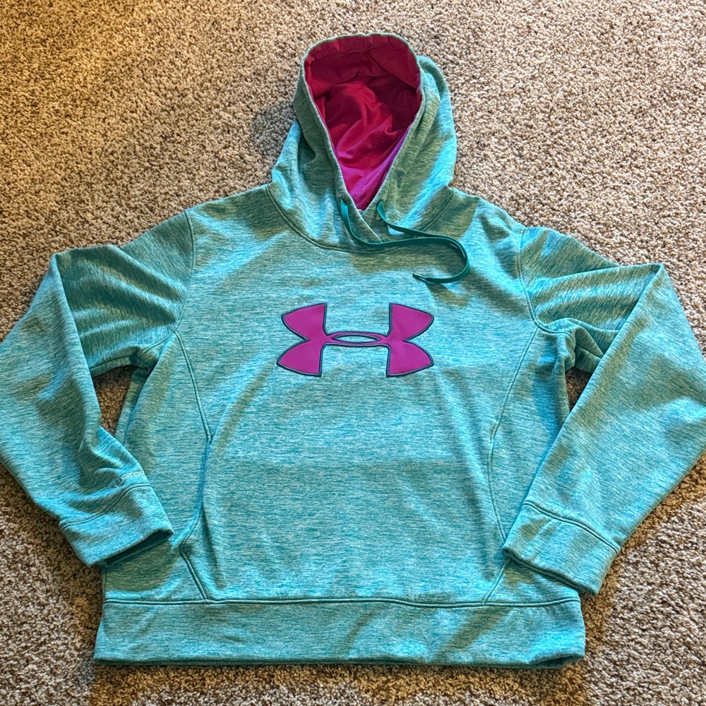 Under Armour Aqua Hoodie with Magenta Emblem